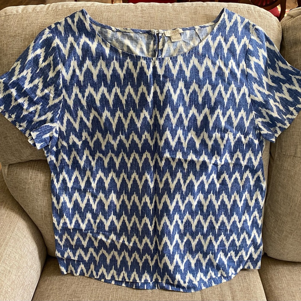 Blue and White Zigzag Women's Top
